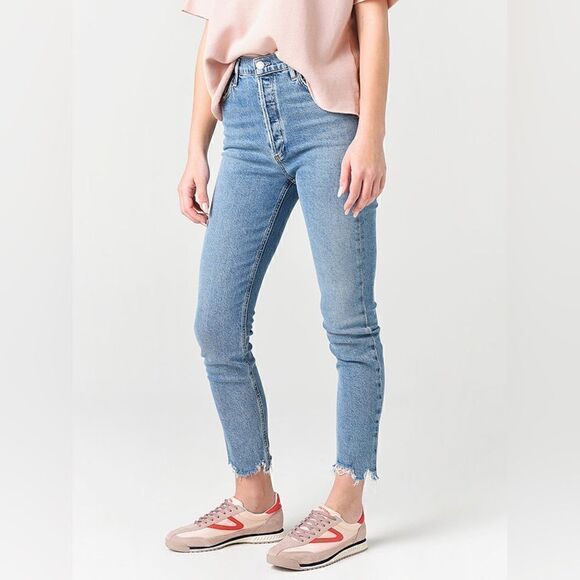 Agolde Nico Blue Jeans Skinny High Rise Slim Fit Cut Out Size 26 - Picture 3 of 11